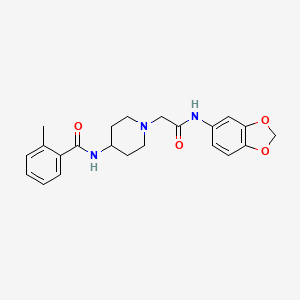 molecular formula C22H25N3O4 B7538980 N-[1-[2-(1,3-benzodioxol-5-ylamino)-2-oxoethyl]piperidin-4-yl]-2-methylbenzamide 