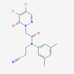 molecular formula C17H16Cl2N4O2 B7539042 N-(2-cyanoethyl)-2-(4,5-dichloro-6-oxopyridazin-1-yl)-N-(3,5-dimethylphenyl)acetamide 