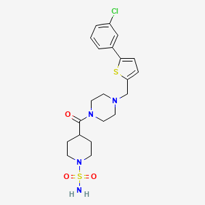 molecular formula C21H27ClN4O3S2 B7539062 4-[4-[[5-(3-Chlorophenyl)thiophen-2-yl]methyl]piperazine-1-carbonyl]piperidine-1-sulfonamide 