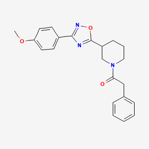 molecular formula C22H23N3O3 B7539158 1-[3-[3-(4-Methoxyphenyl)-1,2,4-oxadiazol-5-yl]piperidin-1-yl]-2-phenylethanone 