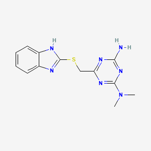 molecular formula C13H15N7S B7539167 6-(1H-benzimidazol-2-ylsulfanylmethyl)-2-N,2-N-dimethyl-1,3,5-triazine-2,4-diamine 
