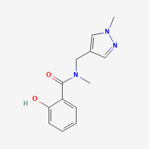 molecular formula C13H15N3O2 B7539169 2-hydroxy-N-methyl-N-[(1-methylpyrazol-4-yl)methyl]benzamide 