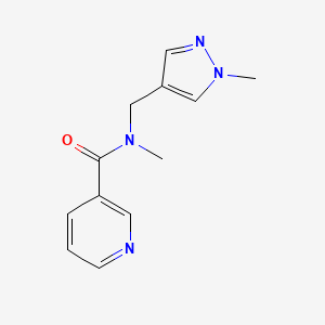 molecular formula C12H14N4O B7539193 N-methyl-N-[(1-methylpyrazol-4-yl)methyl]pyridine-3-carboxamide 