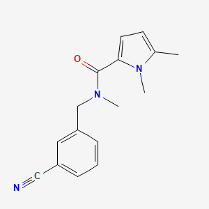 molecular formula C16H17N3O B7539236 N-[(3-cyanophenyl)methyl]-N,1,5-trimethylpyrrole-2-carboxamide 