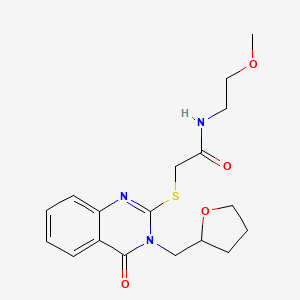 molecular formula C18H23N3O4S B7539253 N-(2-methoxyethyl)-2-{[4-oxo-3-(tetrahydrofuran-2-ylmethyl)-3,4-dihydroquinazolin-2-yl]thio}acetamide 