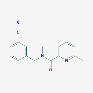 molecular formula C16H15N3O B7539263 N-[(3-cyanophenyl)methyl]-N,6-dimethylpyridine-2-carboxamide 