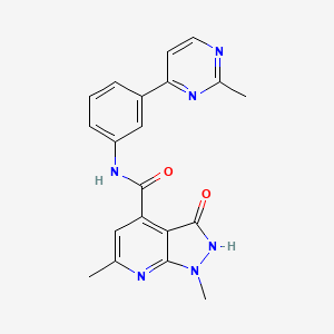 molecular formula C20H18N6O2 B7539267 1,6-dimethyl-N-[3-(2-methylpyrimidin-4-yl)phenyl]-3-oxo-2H-pyrazolo[3,4-b]pyridine-4-carboxamide 