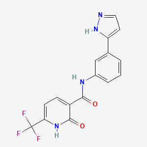 molecular formula C16H11F3N4O2 B7539272 2-oxo-N-[3-(1H-pyrazol-5-yl)phenyl]-6-(trifluoromethyl)-1H-pyridine-3-carboxamide 