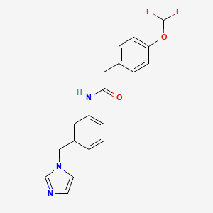 molecular formula C19H17F2N3O2 B7539304 2-[4-(difluoromethoxy)phenyl]-N-[3-(imidazol-1-ylmethyl)phenyl]acetamide 