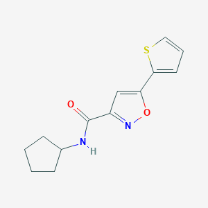 molecular formula C13H14N2O2S B7539309 N-cyclopentyl-5-thien-2-ylisoxazole-3-carboxamide 