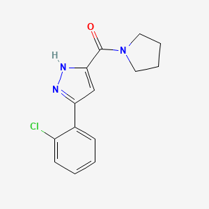 molecular formula C14H14ClN3O B7539330 [5-(2-chlorophenyl)-1H-pyrazol-3-yl](pyrrolidin-1-yl)methanone 
