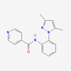 molecular formula C17H16N4O B7539342 N-[2-(3,5-dimethylpyrazol-1-yl)phenyl]pyridine-4-carboxamide 