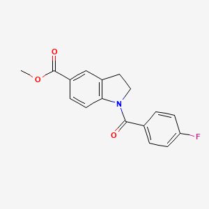 molecular formula C17H14FNO3 B7539345 Methyl 1-(4-fluorobenzoyl)-2,3-dihydroindole-5-carboxylate 