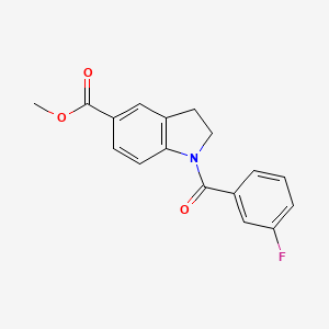 molecular formula C17H14FNO3 B7539356 Methyl 1-(3-fluorobenzoyl)-2,3-dihydroindole-5-carboxylate 