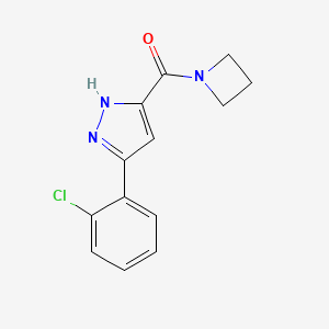 molecular formula C13H12ClN3O B7539374 azetidin-1-yl-[3-(2-chlorophenyl)-1H-pyrazol-5-yl]methanone 