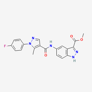 molecular formula C20H16FN5O3 B7539414 methyl 5-[[1-(4-fluorophenyl)-5-methylpyrazole-4-carbonyl]amino]-1H-indazole-3-carboxylate 