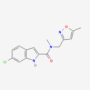 molecular formula C15H14ClN3O2 B7539490 6-chloro-N-methyl-N-[(5-methyl-1,2-oxazol-3-yl)methyl]-1H-indole-2-carboxamide 