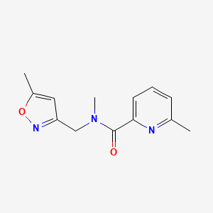 molecular formula C13H15N3O2 B7539494 N,6-dimethyl-N-[(5-methyl-1,2-oxazol-3-yl)methyl]pyridine-2-carboxamide 