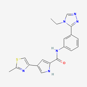 molecular formula C19H18N6OS B7539502 N-[3-(4-ethyl-1,2,4-triazol-3-yl)phenyl]-4-(2-methyl-1,3-thiazol-4-yl)-1H-pyrrole-2-carboxamide 
