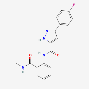 molecular formula C18H15FN4O2 B7539537 3-(4-fluorophenyl)-N-[2-(methylcarbamoyl)phenyl]-1H-pyrazole-5-carboxamide 