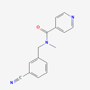 molecular formula C15H13N3O B7539562 N-[(3-cyanophenyl)methyl]-N-methylpyridine-4-carboxamide 