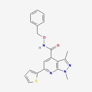 molecular formula C20H18N4O2S B7539563 1,3-dimethyl-N-phenylmethoxy-6-thiophen-2-ylpyrazolo[3,4-b]pyridine-4-carboxamide 