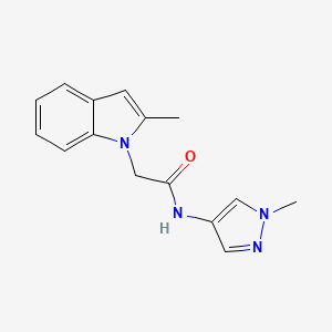 molecular formula C15H16N4O B7539662 2-(2-methylindol-1-yl)-N-(1-methylpyrazol-4-yl)acetamide 