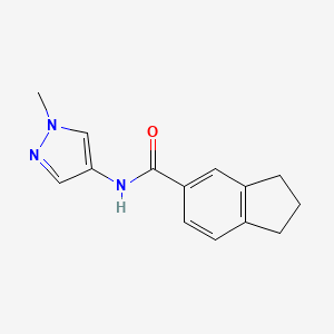molecular formula C14H15N3O B7539669 N-(1-methylpyrazol-4-yl)-2,3-dihydro-1H-indene-5-carboxamide 