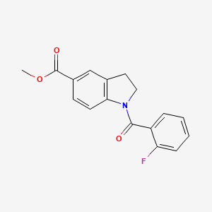 molecular formula C17H14FNO3 B7539686 Methyl 1-(2-fluorobenzoyl)-2,3-dihydroindole-5-carboxylate 