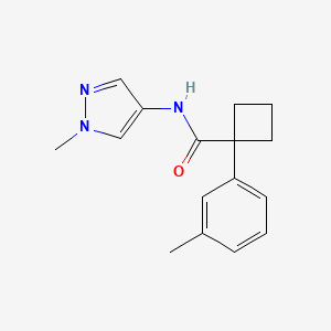 molecular formula C16H19N3O B7539756 1-(3-methylphenyl)-N-(1-methylpyrazol-4-yl)cyclobutane-1-carboxamide 