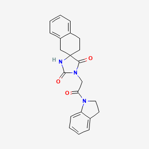 molecular formula C22H21N3O3 B7539758 3'-[2-(2,3-dihydroindol-1-yl)-2-oxoethyl]spiro[2,4-dihydro-1H-naphthalene-3,5'-imidazolidine]-2',4'-dione 