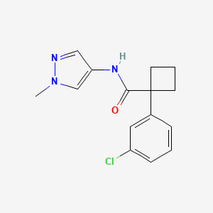 molecular formula C15H16ClN3O B7539769 1-(3-chlorophenyl)-N-(1-methylpyrazol-4-yl)cyclobutane-1-carboxamide 