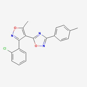 molecular formula C19H14ClN3O2 B7539785 5-[3-(2-Chlorophenyl)-5-methyl-1,2-oxazol-4-yl]-3-(4-methylphenyl)-1,2,4-oxadiazole 