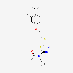 molecular formula C19H25N3O2S2 B7539822 N-cyclopropyl-N-[5-[2-(3-methyl-4-propan-2-ylphenoxy)ethylsulfanyl]-1,3,4-thiadiazol-2-yl]acetamide 