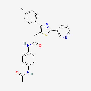 N-(4-acetamidophenyl)-2-[4-(4-methylphenyl)-2-pyridin-3-yl-1,3-thiazol-5-yl]acetamide