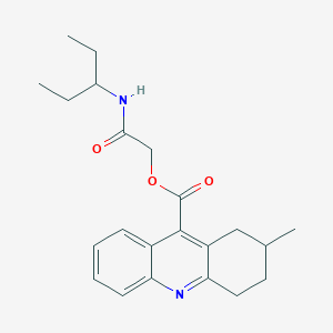 molecular formula C22H28N2O3 B7539871 [2-Oxo-2-(pentan-3-ylamino)ethyl] 2-methyl-1,2,3,4-tetrahydroacridine-9-carboxylate 