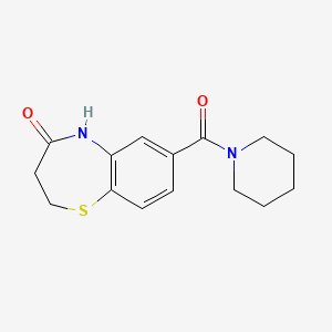 molecular formula C15H18N2O2S B7539881 7-(piperidine-1-carbonyl)-3,5-dihydro-2H-1,5-benzothiazepin-4-one 