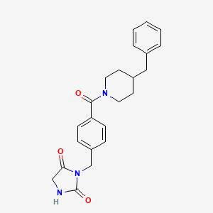 molecular formula C23H25N3O3 B7539903 3-[[4-(4-Benzylpiperidine-1-carbonyl)phenyl]methyl]imidazolidine-2,4-dione 
