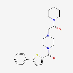 molecular formula C22H27N3O2S B7539940 2-[4-(5-Phenylthiophene-2-carbonyl)piperazin-1-yl]-1-piperidin-1-ylethanone 