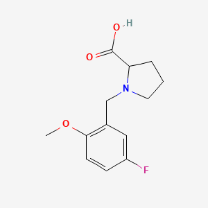 molecular formula C13H16FNO3 B7539960 1-[(5-Fluoro-2-methoxyphenyl)methyl]pyrrolidine-2-carboxylic acid 