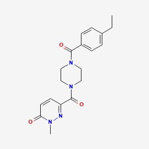 molecular formula C19H22N4O3 B7539969 6-[4-(4-Ethylbenzoyl)piperazine-1-carbonyl]-2-methylpyridazin-3-one 
