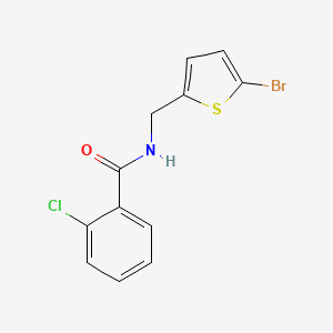 molecular formula C12H9BrClNOS B7540001 N-[(5-bromothiophen-2-yl)methyl]-2-chlorobenzamide 