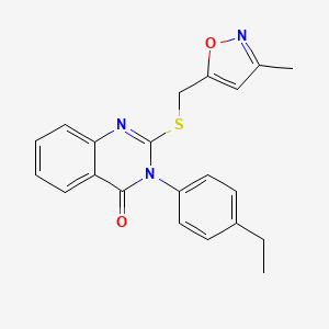 molecular formula C21H19N3O2S B7540012 3-(4-Ethylphenyl)-2-[(3-methyl-1,2-oxazol-5-yl)methylsulfanyl]quinazolin-4-one 