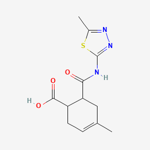 molecular formula C12H15N3O3S B7540033 4-Methyl-6-[(5-methyl-1,3,4-thiadiazol-2-yl)carbamoyl]cyclohex-3-ene-1-carboxylic acid 