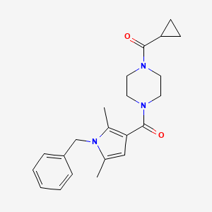 molecular formula C22H27N3O2 B7540091 [4-(1-Benzyl-2,5-dimethylpyrrole-3-carbonyl)piperazin-1-yl]-cyclopropylmethanone 