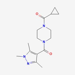 molecular formula C15H22N4O2 B7540117 Cyclopropyl-[4-(1,3,5-trimethylpyrazole-4-carbonyl)piperazin-1-yl]methanone 