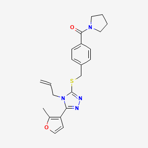 molecular formula C22H24N4O2S B7540147 [4-[[5-(2-Methylfuran-3-yl)-4-prop-2-enyl-1,2,4-triazol-3-yl]sulfanylmethyl]phenyl]-pyrrolidin-1-ylmethanone 