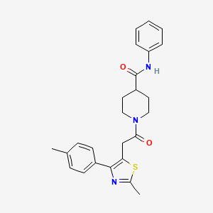 molecular formula C25H27N3O2S B7540206 1-[2-[2-methyl-4-(4-methylphenyl)-1,3-thiazol-5-yl]acetyl]-N-phenylpiperidine-4-carboxamide 