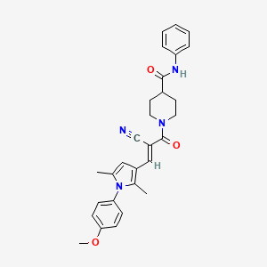 molecular formula C29H30N4O3 B7540209 1-(2-cyano-2-{[1-(4-methoxyphenyl)-2,5-dimethyl-1H-pyrrol-3-yl]methylidene}acetyl)-N-phenylpiperidine-4-carboxamide 