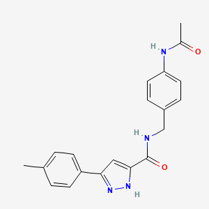molecular formula C20H20N4O2 B7540215 N-[(4-acetamidophenyl)methyl]-3-(4-methylphenyl)-1H-pyrazole-5-carboxamide 